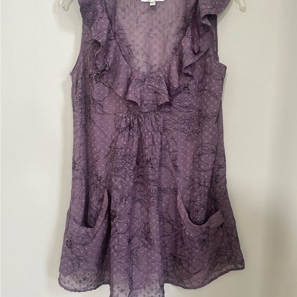 Daniel Rainn Tops - Daniel Rainn Lavender Floral Ruffle-Trim Sleeveless Camisole